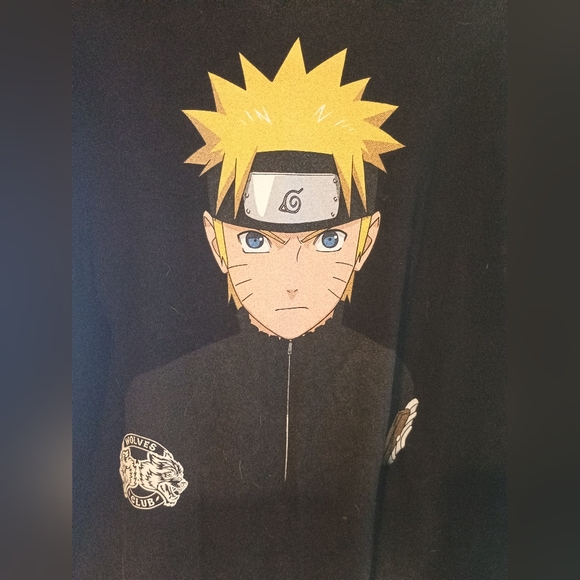 NWT Rare ANIME Naruto Graphic Tee - Black with Yellow Print - Picture 2 of 8